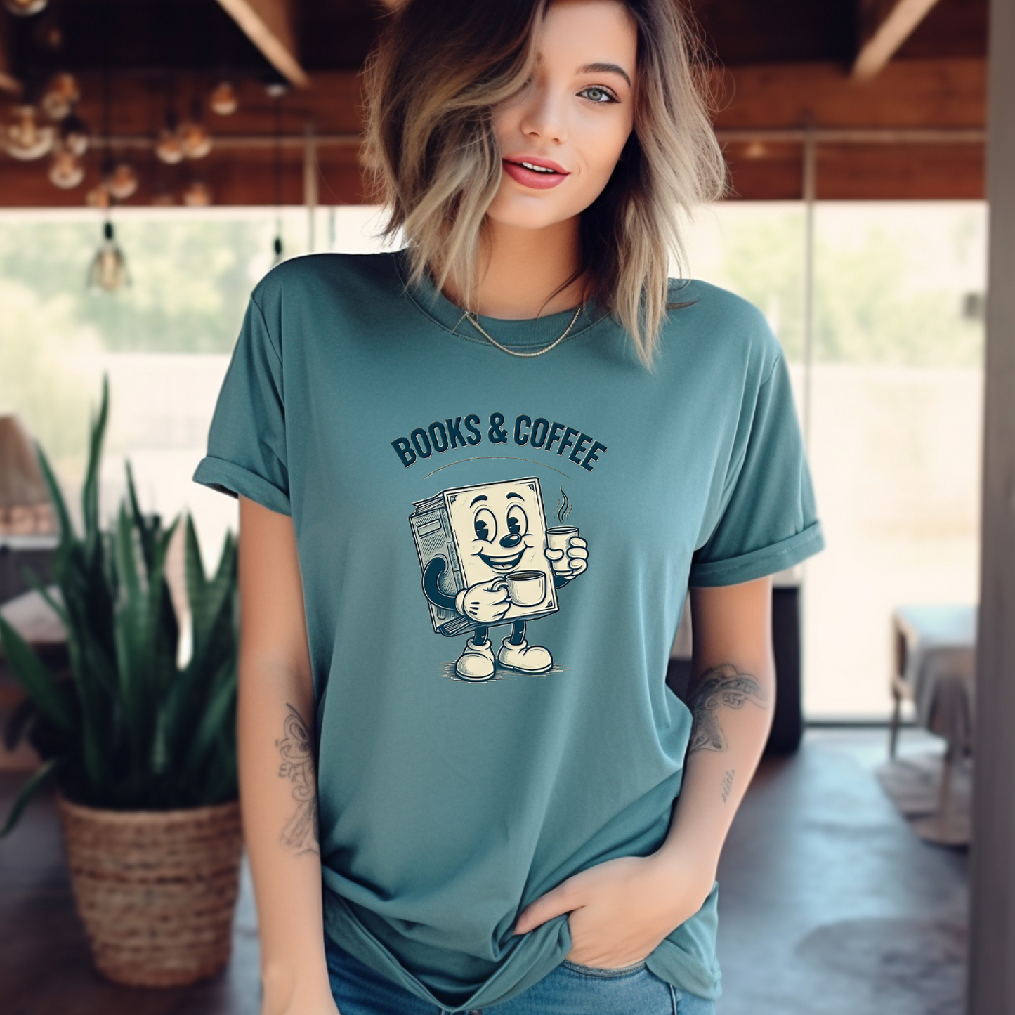 Books and Coffee tee