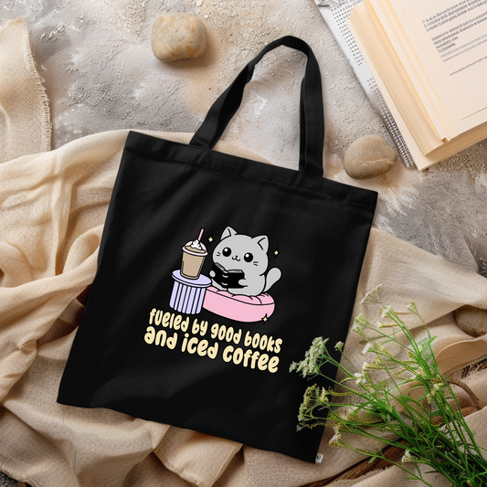 Fueled by books and Iced coffee tote